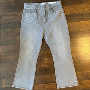 Loft high rise gray embellished jeans